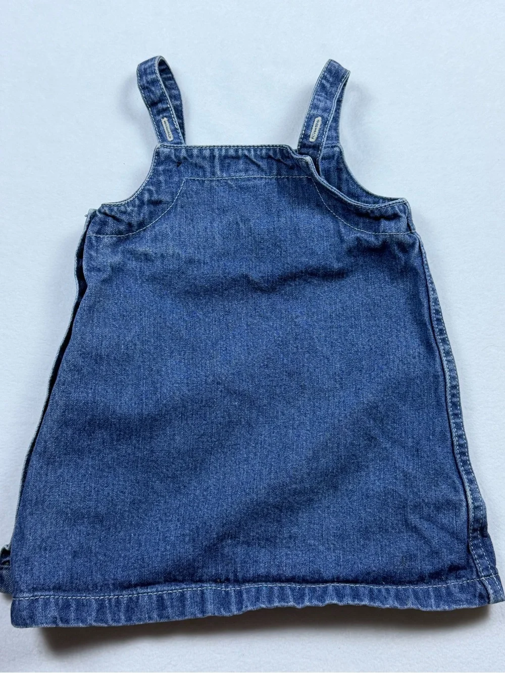 Ralph Lauren Baby Denim Jumper Dress Size 12-18M Embroidered Bear Blue Overalls